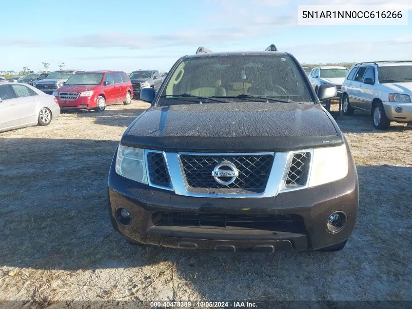 2012 Nissan Pathfinder S/Le/Se VIN: 5N1AR1NN0CC616266 Lot: 40478389