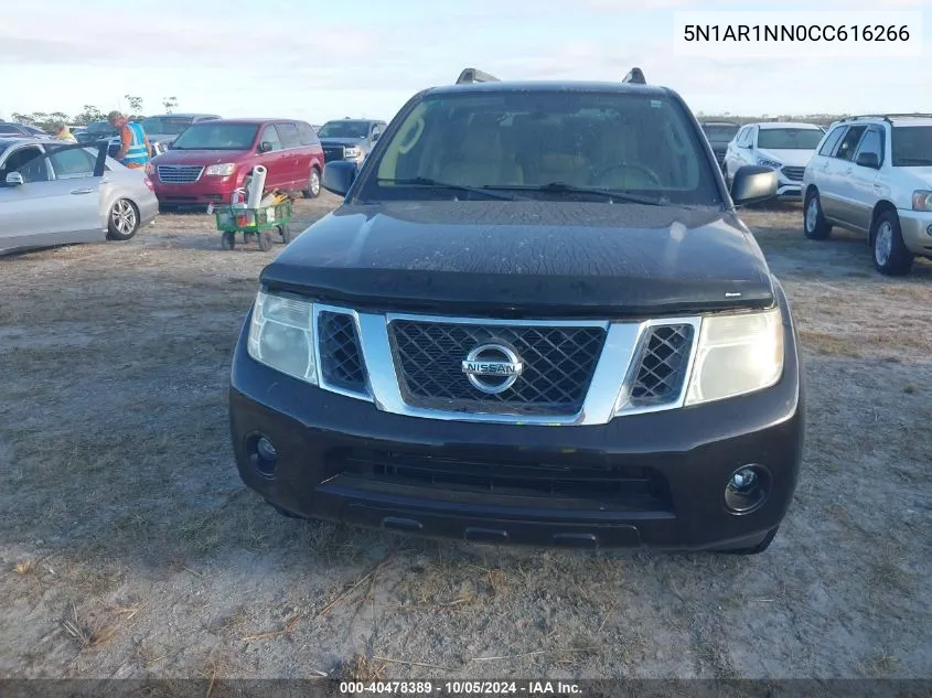 2012 Nissan Pathfinder S/Le/Se VIN: 5N1AR1NN0CC616266 Lot: 40478389