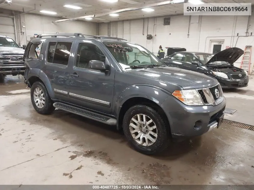 2012 Nissan Pathfinder Le VIN: 5N1AR1NB8CC619664 Lot: 40487725