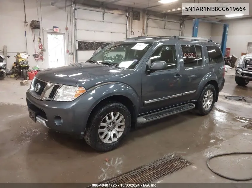 2012 Nissan Pathfinder Le VIN: 5N1AR1NB8CC619664 Lot: 40487725