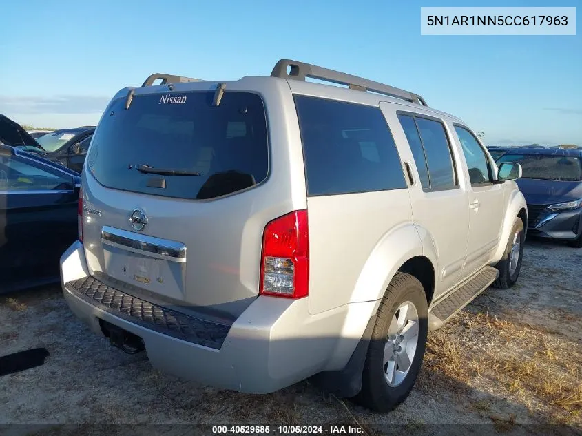 2012 Nissan Pathfinder S/Le/Se VIN: 5N1AR1NN5CC617963 Lot: 40529685