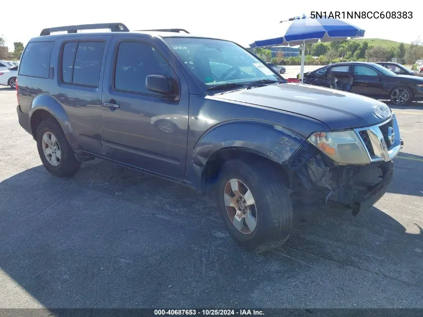 2012 Nissan Pathfinder S VIN: 5N1AR1NN8CC608383 Lot: 40687653