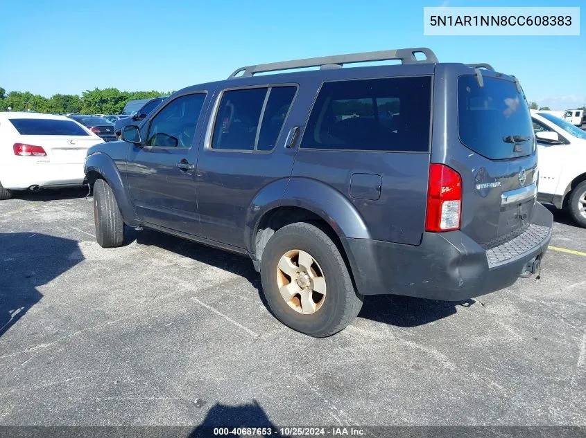 2012 Nissan Pathfinder S VIN: 5N1AR1NN8CC608383 Lot: 40687653