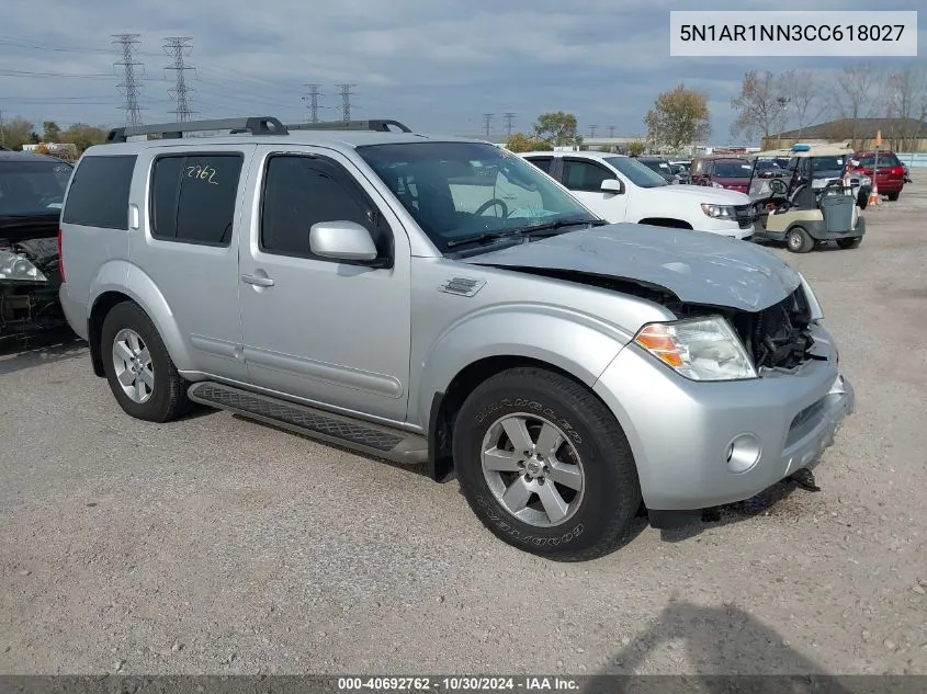 2012 Nissan Pathfinder Sv VIN: 5N1AR1NN3CC618027 Lot: 40692762