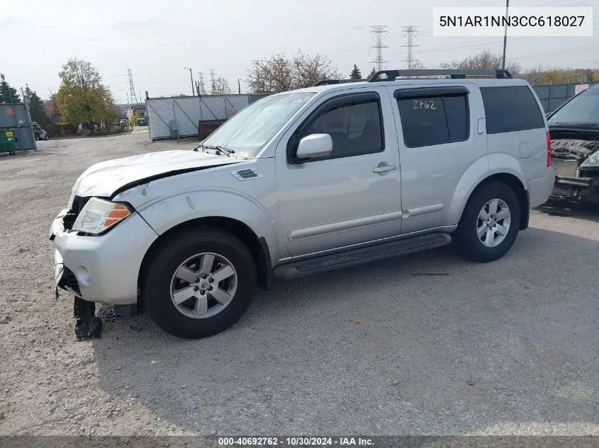 2012 Nissan Pathfinder Sv VIN: 5N1AR1NN3CC618027 Lot: 40692762