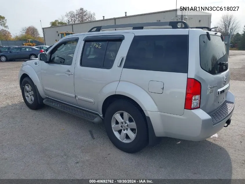 2012 Nissan Pathfinder Sv VIN: 5N1AR1NN3CC618027 Lot: 40692762