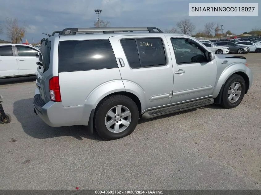 2012 Nissan Pathfinder Sv VIN: 5N1AR1NN3CC618027 Lot: 40692762