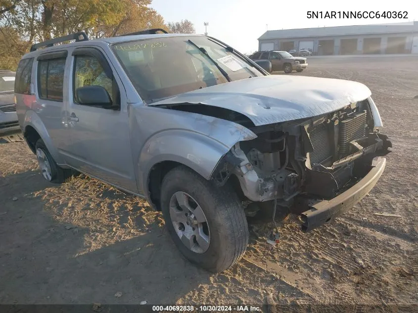 2012 Nissan Pathfinder S VIN: 5N1AR1NN6CC640362 Lot: 40692838