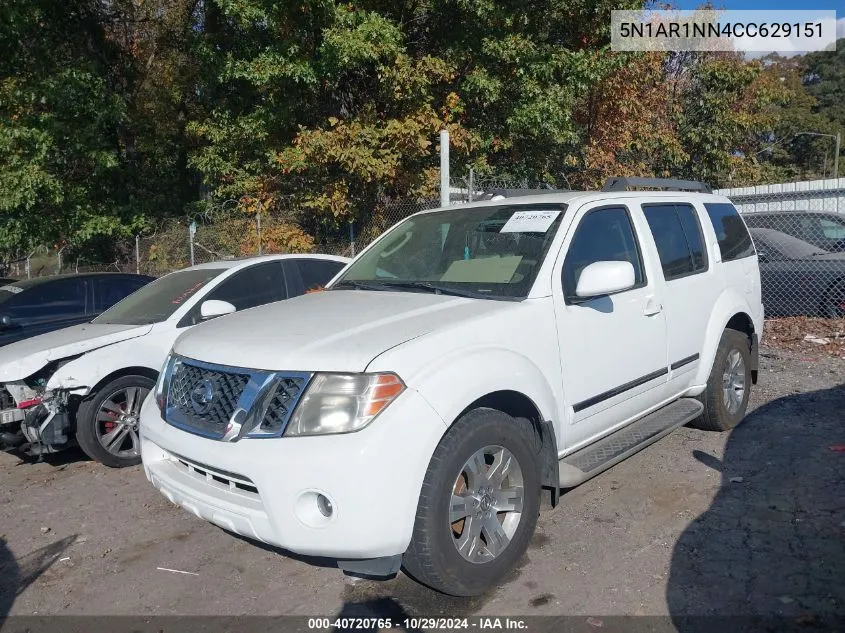 2012 Nissan Pathfinder Silver VIN: 5N1AR1NN4CC629151 Lot: 40720765