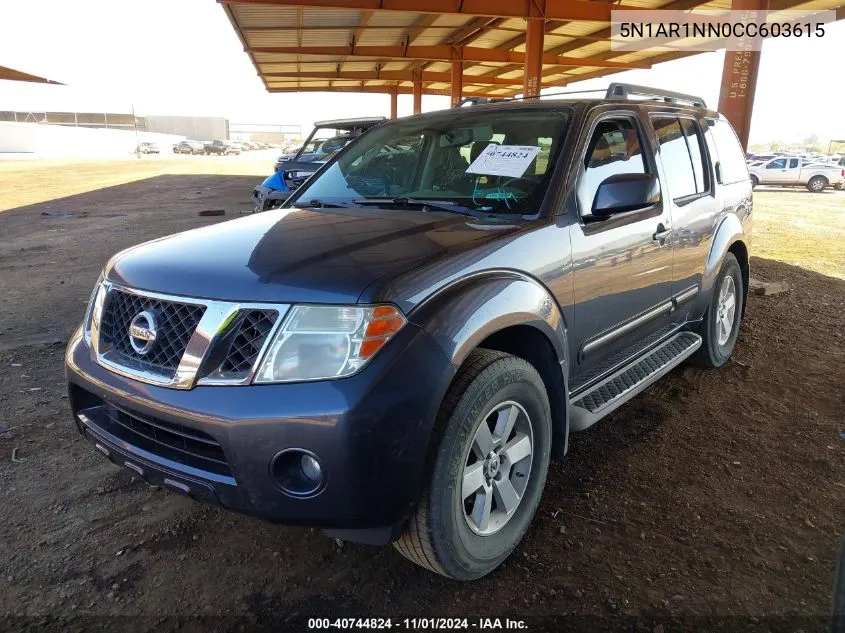 2012 Nissan Pathfinder Sv VIN: 5N1AR1NN0CC603615 Lot: 40744824