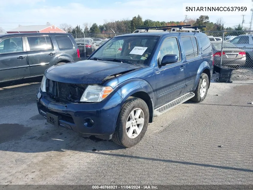 2012 Nissan Pathfinder S/Le/Se VIN: 5N1AR1NN4CC637959 Lot: 40768921