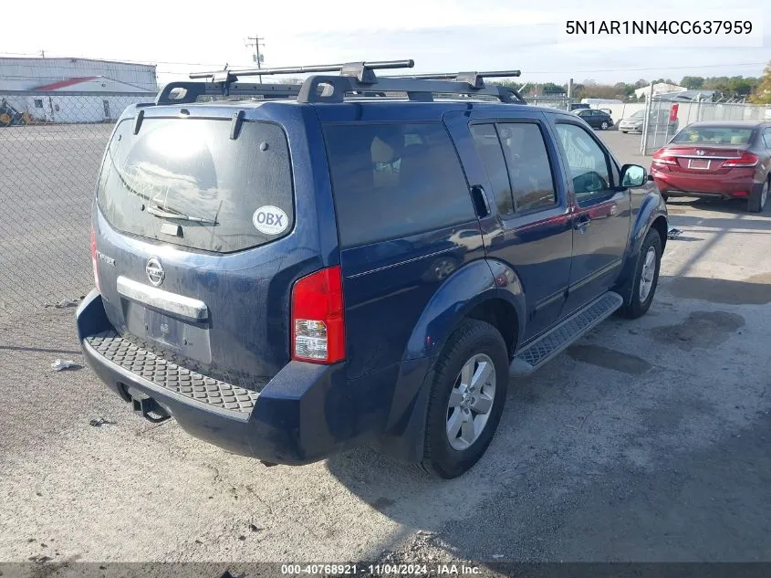 2012 Nissan Pathfinder S/Le/Se VIN: 5N1AR1NN4CC637959 Lot: 40768921