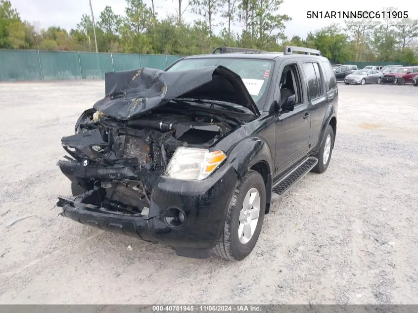 2012 Nissan Pathfinder Sv VIN: 5N1AR1NN5CC611905 Lot: 40781945