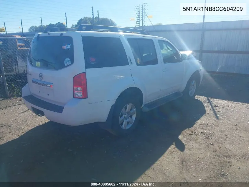 2012 Nissan Pathfinder Sv VIN: 5N1AR1NB8CC604209 Lot: 40805662