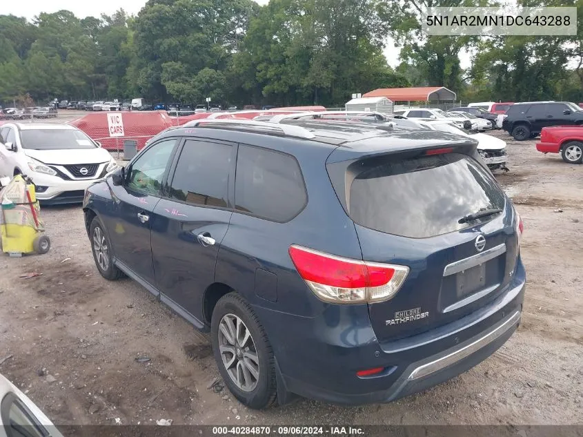 2013 Nissan Pathfinder S/Sv/Sl/Platinum VIN: 5N1AR2MN1DC643288 Lot: 40284870