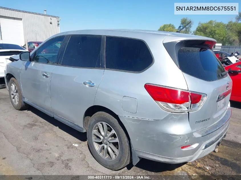 2013 Nissan Pathfinder S VIN: 5N1AR2MM8DC675551 Lot: 40311773