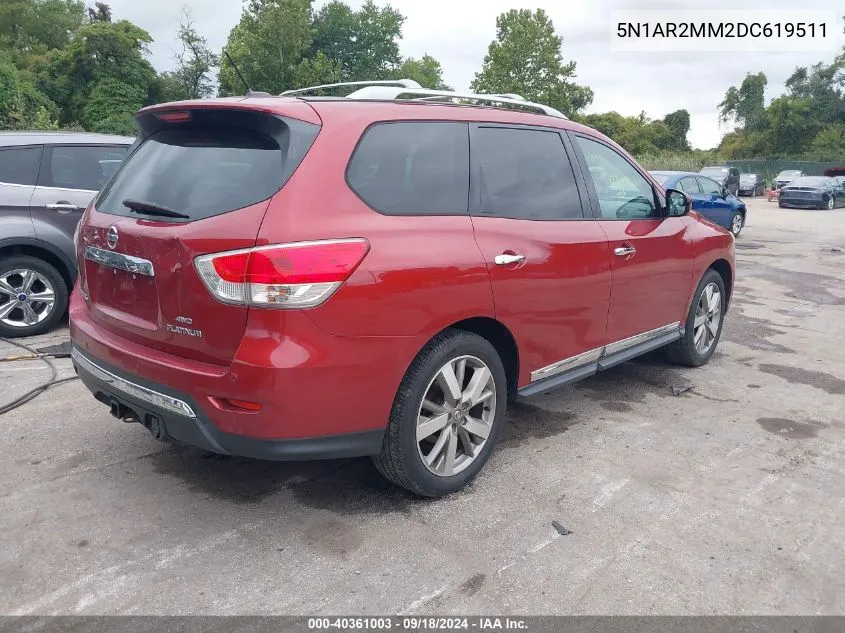 2013 Nissan Pathfinder Platinum VIN: 5N1AR2MM2DC619511 Lot: 40361003