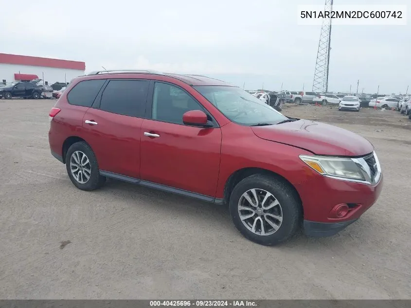 2013 Nissan Pathfinder Sv VIN: 5N1AR2MN2DC600742 Lot: 40425696