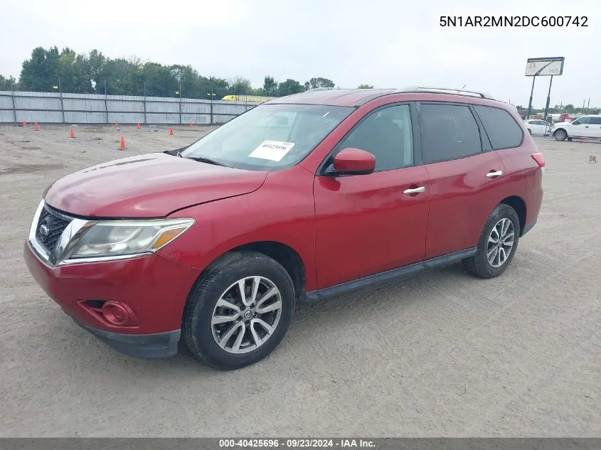 5N1AR2MN2DC600742 2013 Nissan Pathfinder Sv