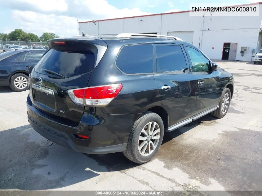 2013 Nissan Pathfinder Sv VIN: 5N1AR2MN4DC600810 Lot: 40505124