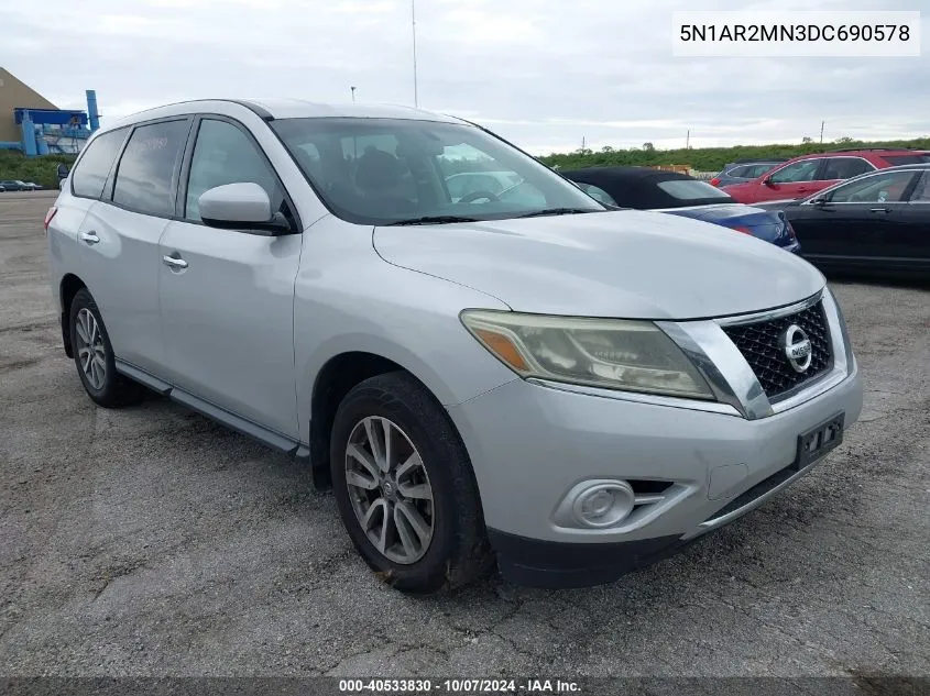 2013 Nissan Pathfinder S VIN: 5N1AR2MN3DC690578 Lot: 40533830