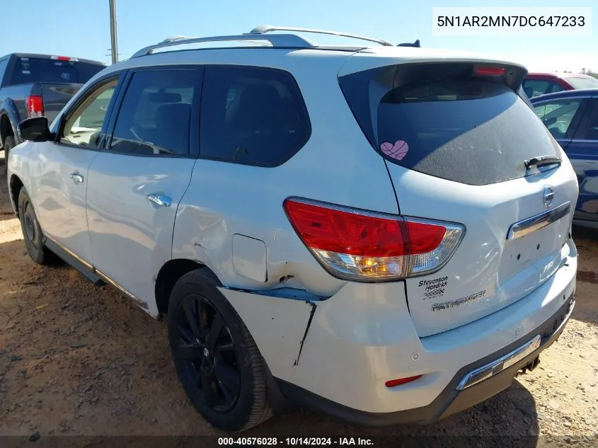 2013 Nissan Pathfinder S/Sv/Sl/Platinum VIN: 5N1AR2MN7DC647233 Lot: 40576028