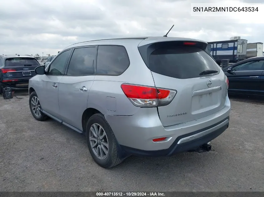 2013 Nissan Pathfinder S VIN: 5N1AR2MN1DC643534 Lot: 40713512