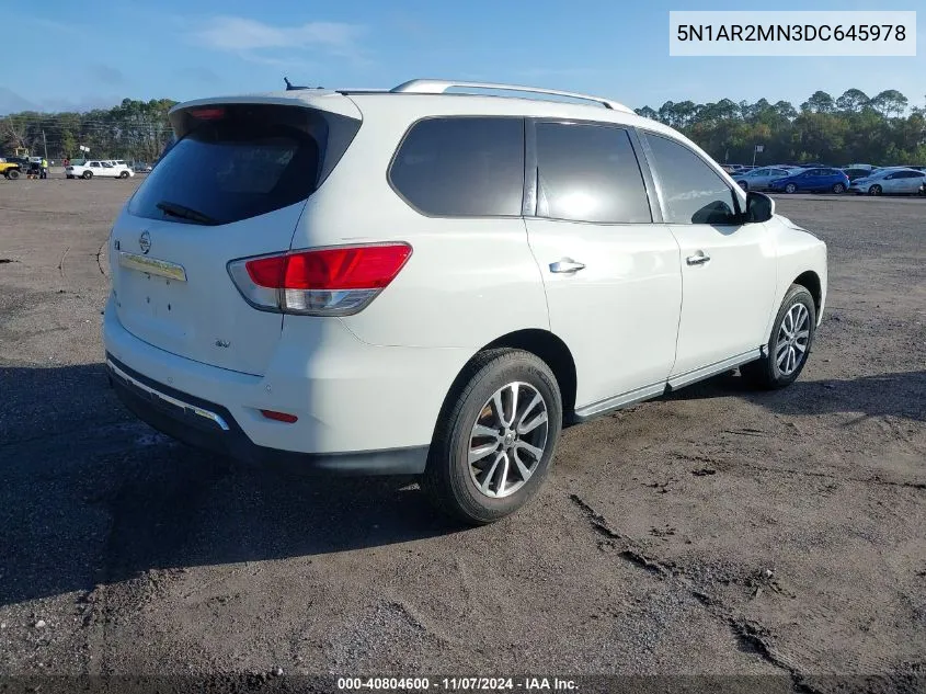 2013 Nissan Pathfinder Sv VIN: 5N1AR2MN3DC645978 Lot: 40804600