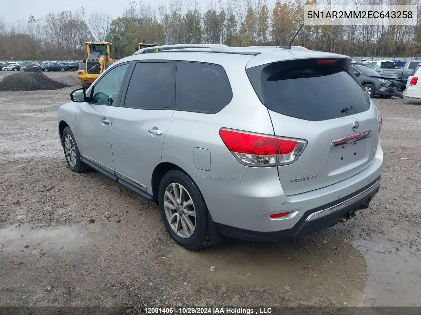 2014 Nissan Pathfinder VIN: 5N1AR2MM2EC643258 Lot: 12081406