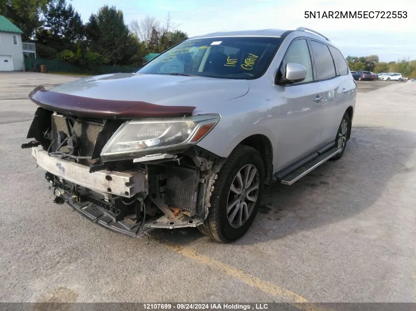 2014 Nissan Pathfinder S/Sv/Sl/Platinum VIN: 5N1AR2MM5EC722553 Lot: 12107699