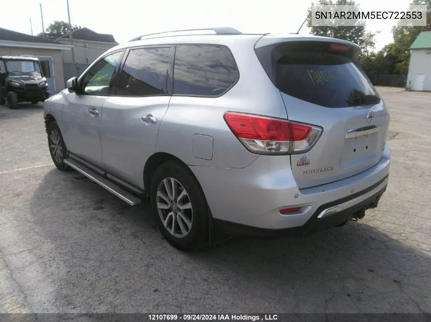 2014 Nissan Pathfinder S/Sv/Sl/Platinum VIN: 5N1AR2MM5EC722553 Lot: 12107699