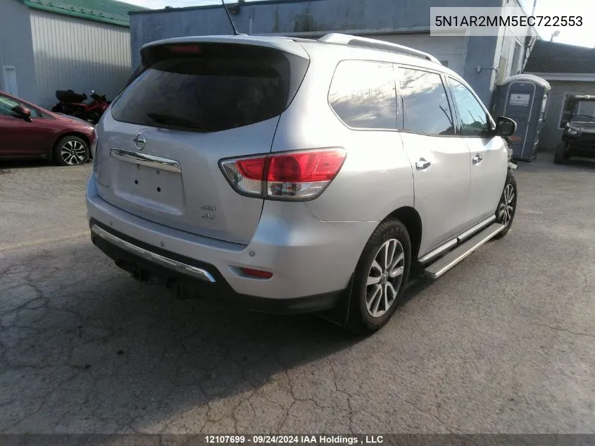 2014 Nissan Pathfinder S/Sv/Sl/Platinum VIN: 5N1AR2MM5EC722553 Lot: 12107699