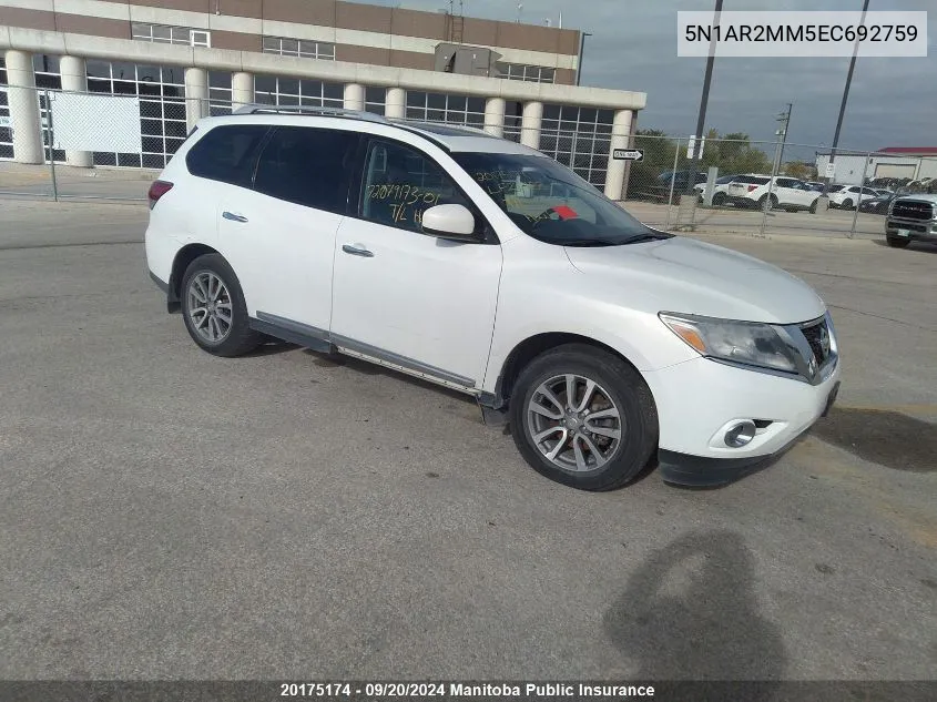 5N1AR2MM5EC692759 2014 Nissan Pathfinder Sl