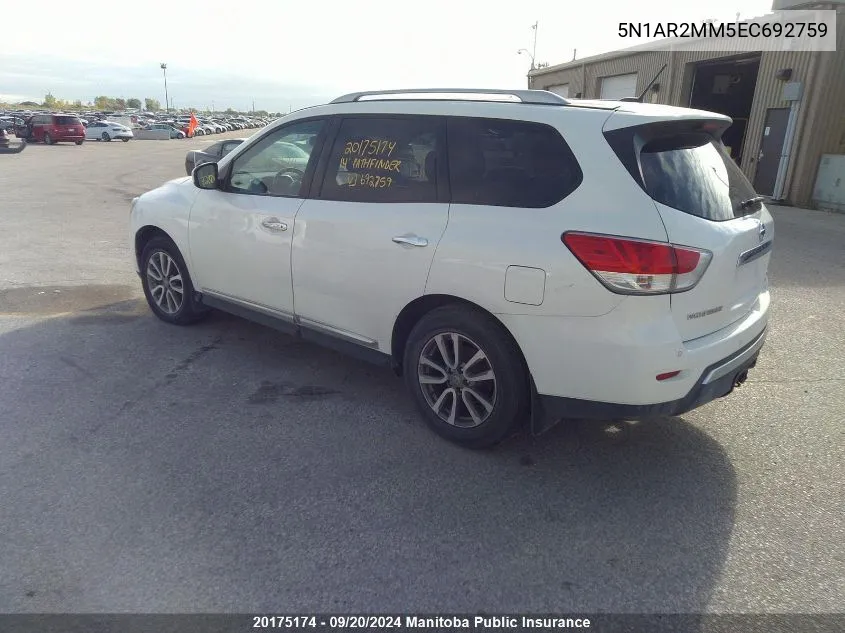 5N1AR2MM5EC692759 2014 Nissan Pathfinder Sl