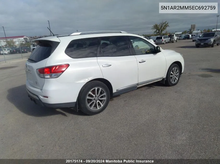 5N1AR2MM5EC692759 2014 Nissan Pathfinder Sl