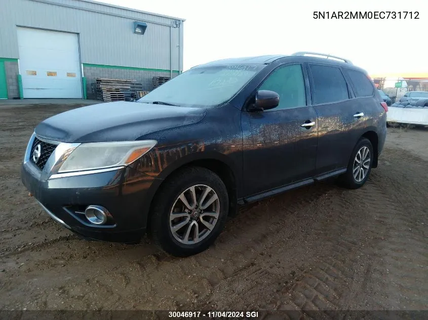 2014 Nissan Pathfinder S/Sv/Sl/Platinum VIN: 5N1AR2MM0EC731712 Lot: 30046917