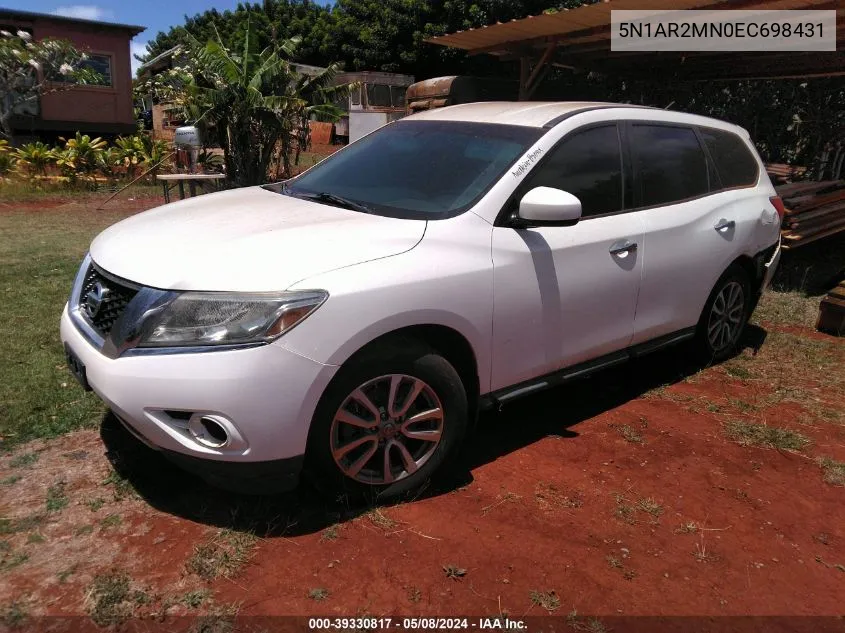 2014 Nissan Pathfinder S VIN: 5N1AR2MN0EC698431 Lot: 39330817