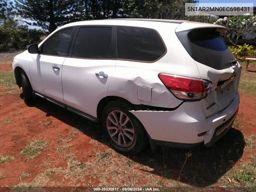 2014 Nissan Pathfinder S VIN: 5N1AR2MN0EC698431 Lot: 39330817