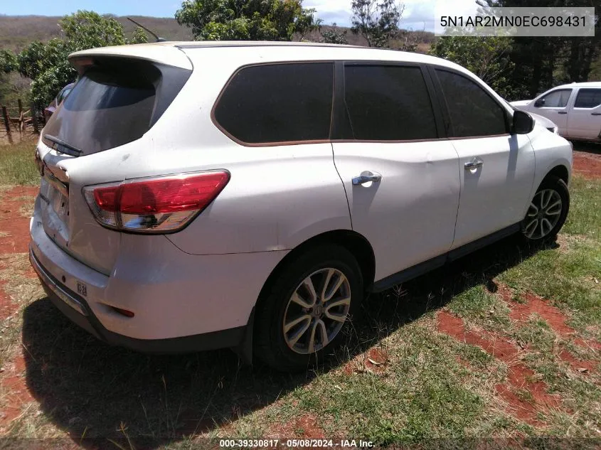 2014 Nissan Pathfinder S VIN: 5N1AR2MN0EC698431 Lot: 39330817