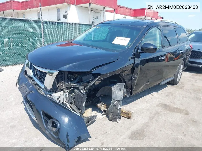 5N1AR2MM0EC668403 2014 Nissan Pathfinder Platinum/S/Sl/Sv