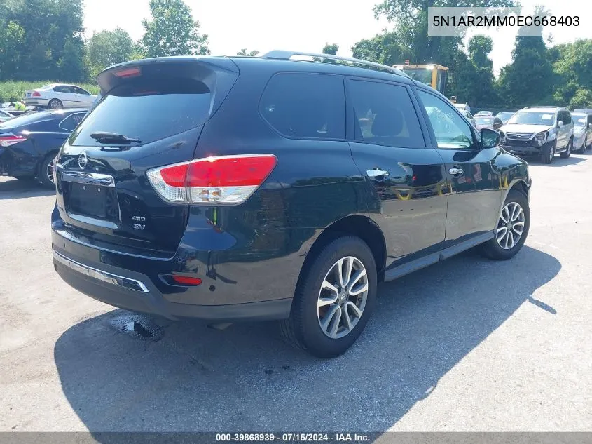 2014 Nissan Pathfinder Platinum/S/Sl/Sv VIN: 5N1AR2MM0EC668403 Lot: 39868939