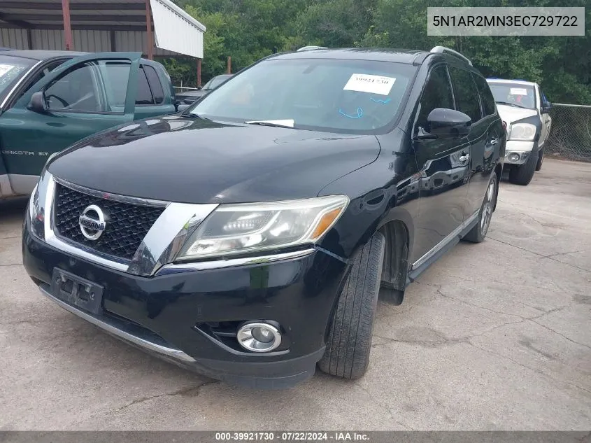 2014 Nissan Pathfinder Platinum/S/Sl/Sv VIN: 5N1AR2MN3EC729722 Lot: 39921730