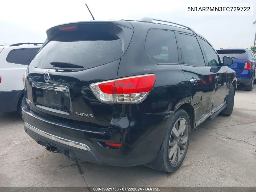 2014 Nissan Pathfinder Platinum/S/Sl/Sv VIN: 5N1AR2MN3EC729722 Lot: 39921730