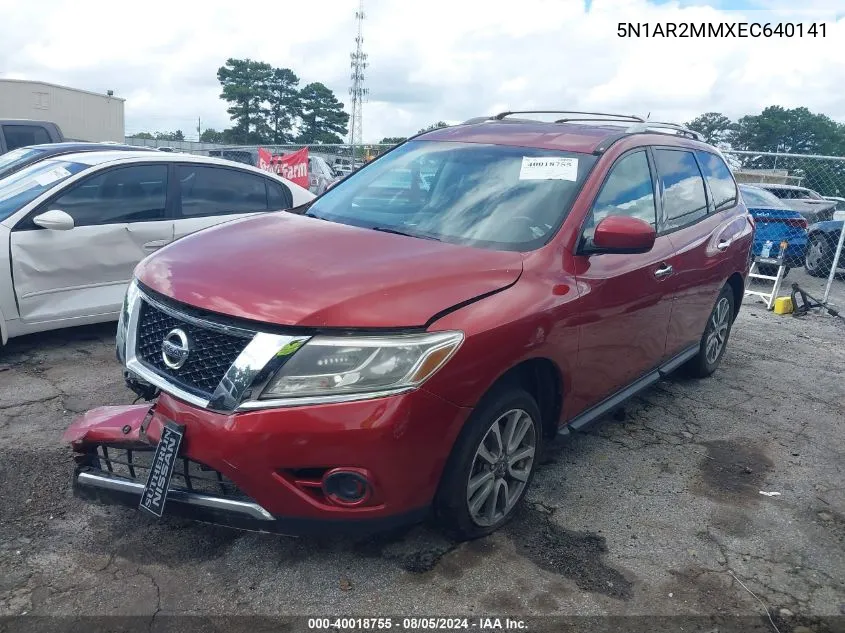 2014 Nissan Pathfinder Sv VIN: 5N1AR2MMXEC640141 Lot: 40018755