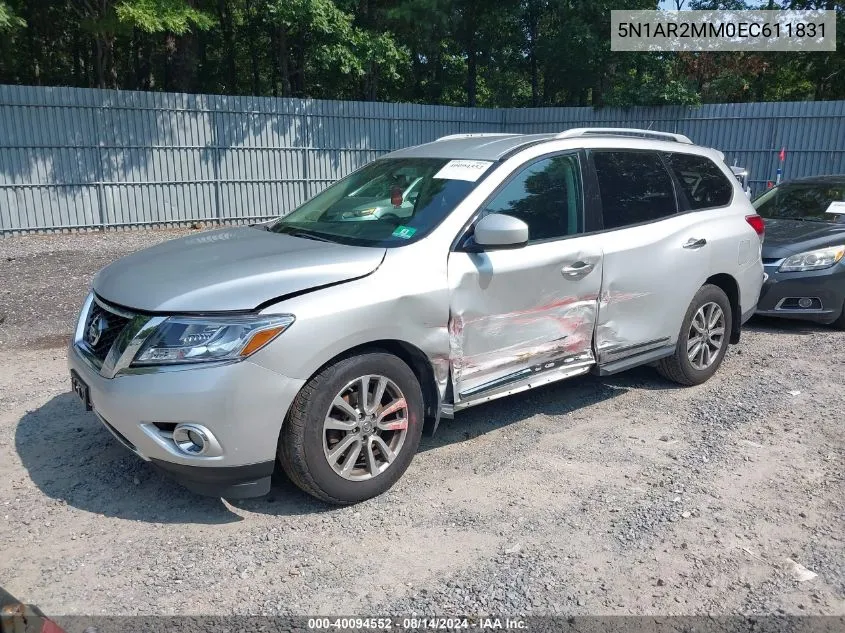 2014 Nissan Pathfinder S/Sv/Sl/Platinum VIN: 5N1AR2MM0EC611831 Lot: 40094552