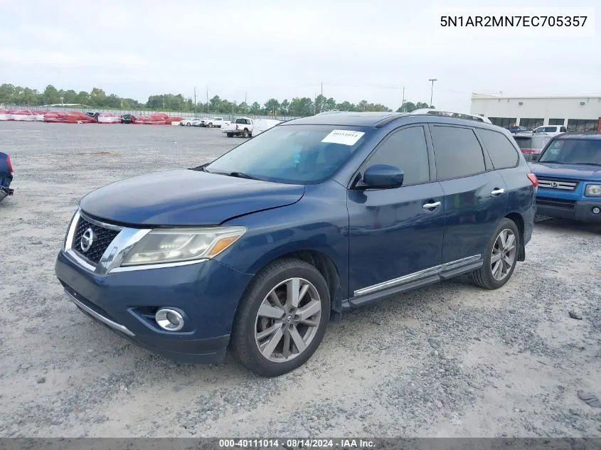 2014 Nissan Pathfinder Platinum VIN: 5N1AR2MN7EC705357 Lot: 40111014