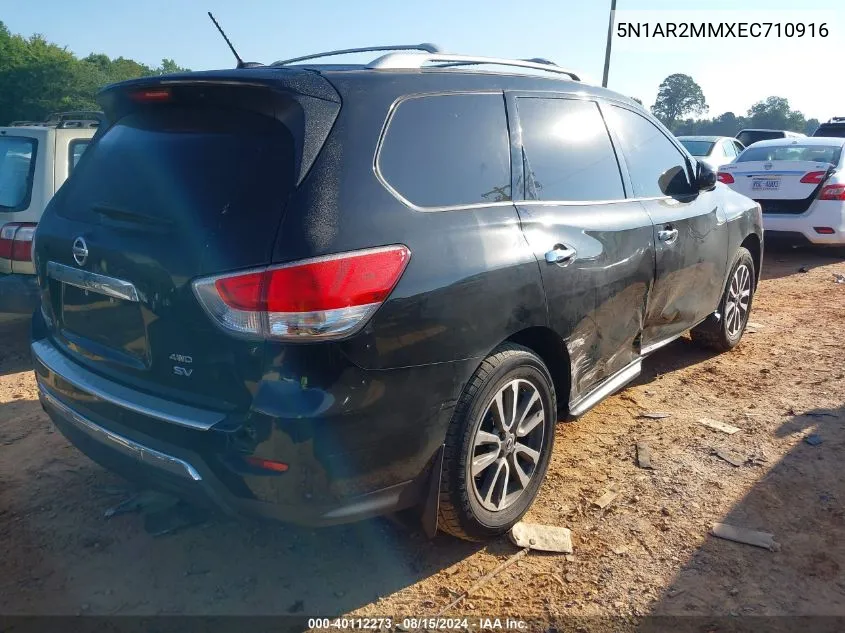 2014 Nissan Pathfinder Sv VIN: 5N1AR2MMXEC710916 Lot: 40112273