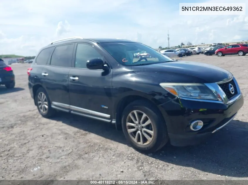 2014 Nissan Pathfinder Hybrid Sl VIN: 5N1CR2MN3EC649362 Lot: 40118212