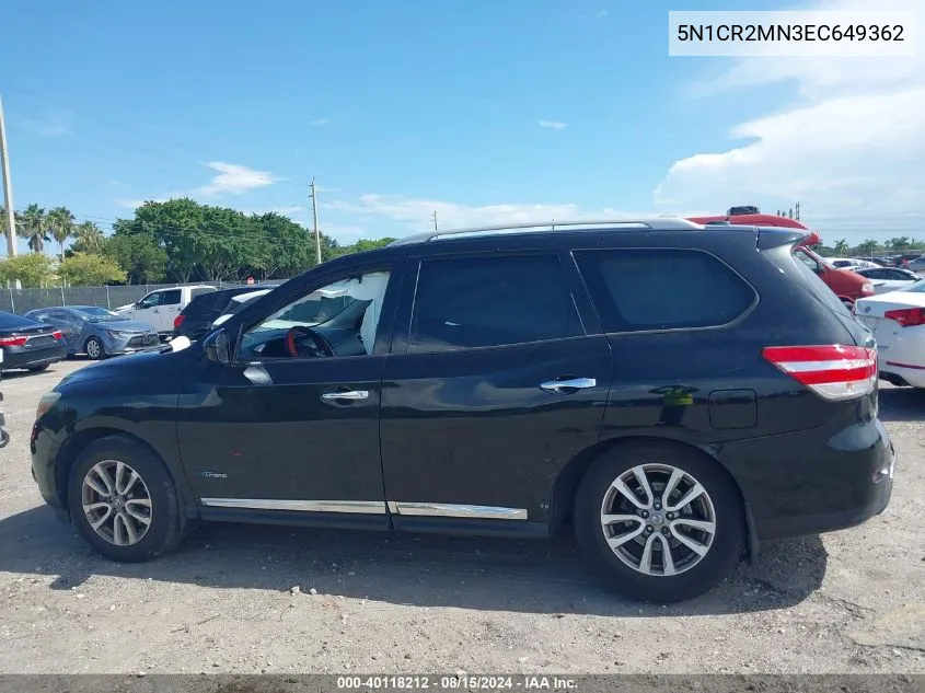 2014 Nissan Pathfinder Hybrid Sl VIN: 5N1CR2MN3EC649362 Lot: 40118212