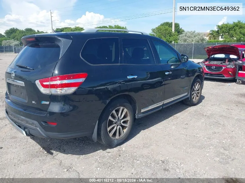 5N1CR2MN3EC649362 2014 Nissan Pathfinder Hybrid Sl